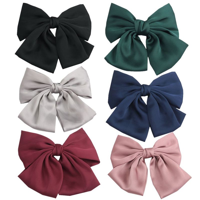 2020 Good Quality Japanese Styles Large Hair Bows Double Layer Satin Fabric Big Bow Hairpins