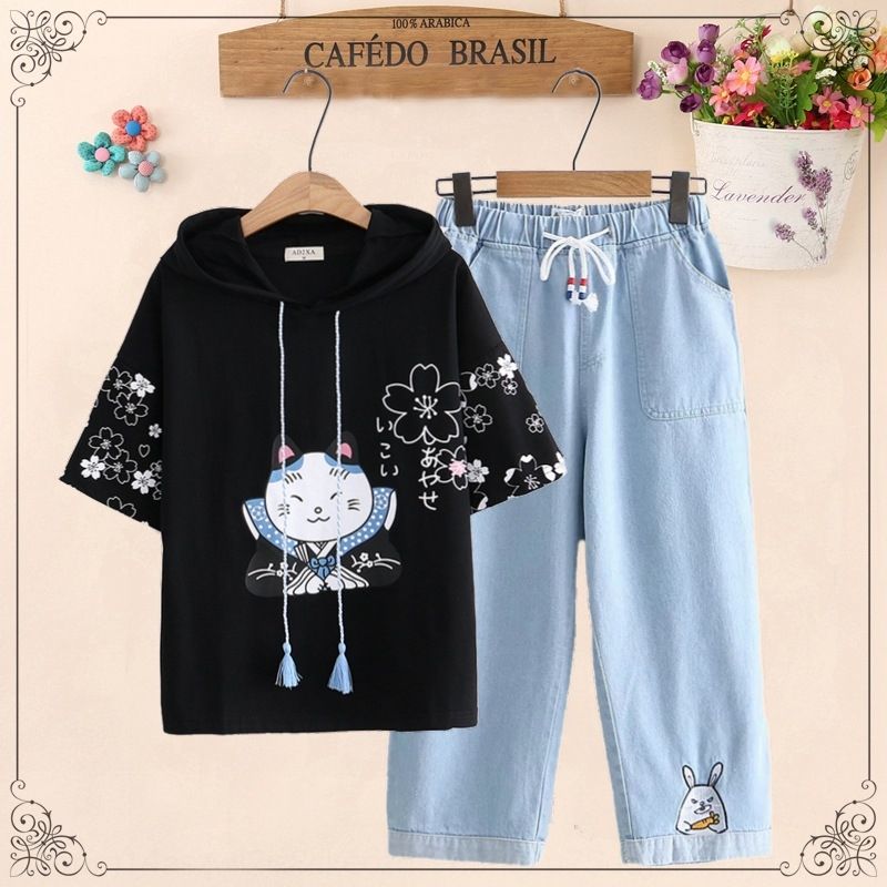 denim and flower t shirts