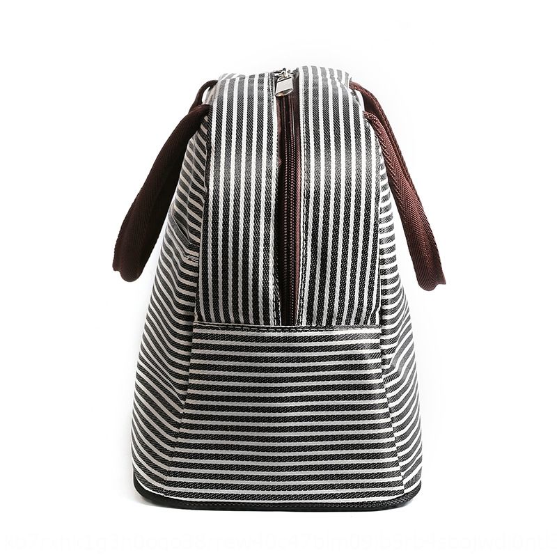 black and white striped lunch box