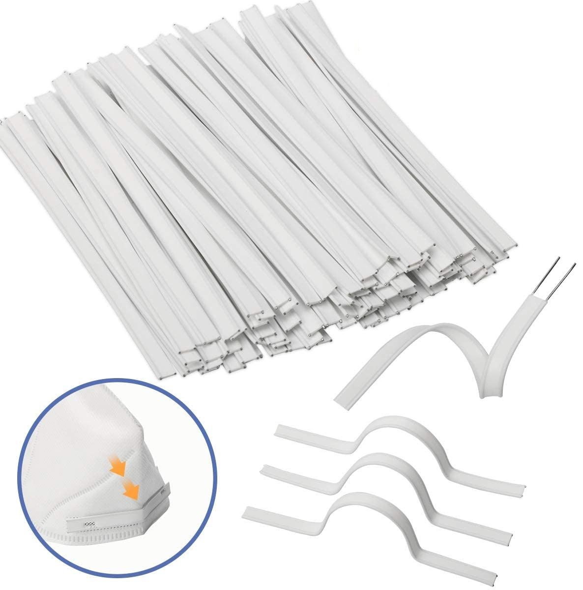 100MM Flat Nose Clips DIY Wire for Sewing Crafts LKGEGO Nose Wire Strips Plastic Strips Double Wire Nose Bridge Bracket 100PCS