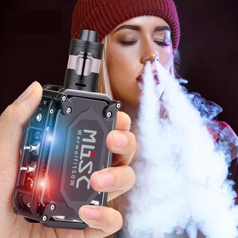 Cool 150W Warwolf Vape Kit 150W Box Mod Laser E Cigarette With Big Atomizer Built In 3500mAh