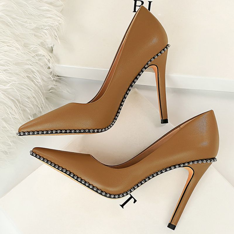 low heel studded shoes