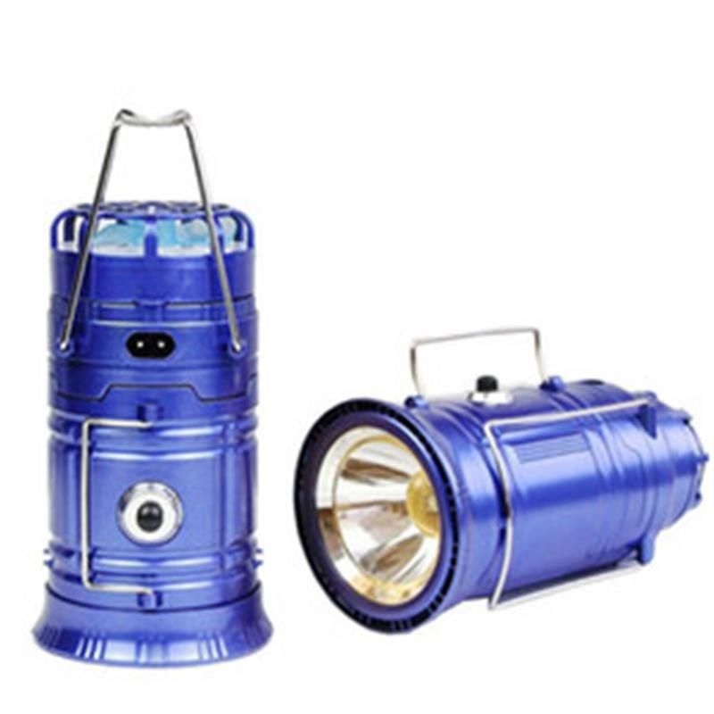 Solar Powered Light Lamp Portable Collapsible LED Flashlight Camping Lantern  Fan