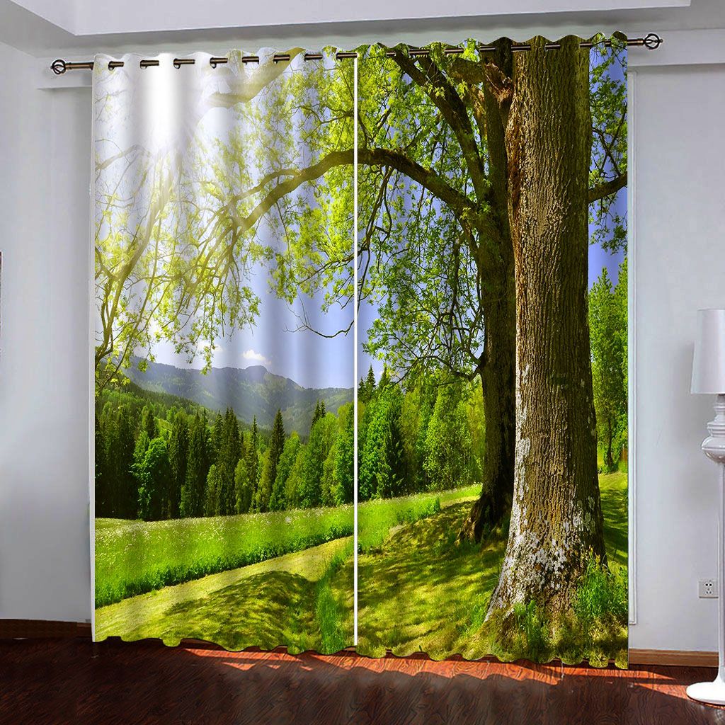 compre personalizar paisaje grande photo arbol verde 3d cortina blackout cortinas para el dormitorio salon cortina de ventana de la cocina a 64 96