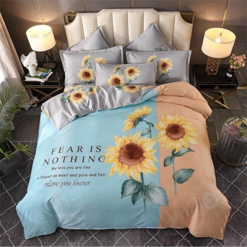 Wholesale Cotton Bedding Sets Printed Sunflower Bed Sheet Duvet Cover