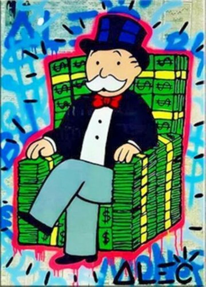 Alec Monopoly Urban Wall Art Money Chair Home Decor Handpainted &HD
