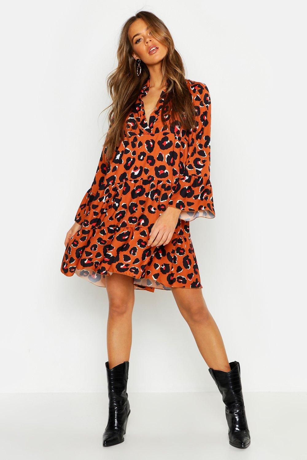 orange leopard print skirt