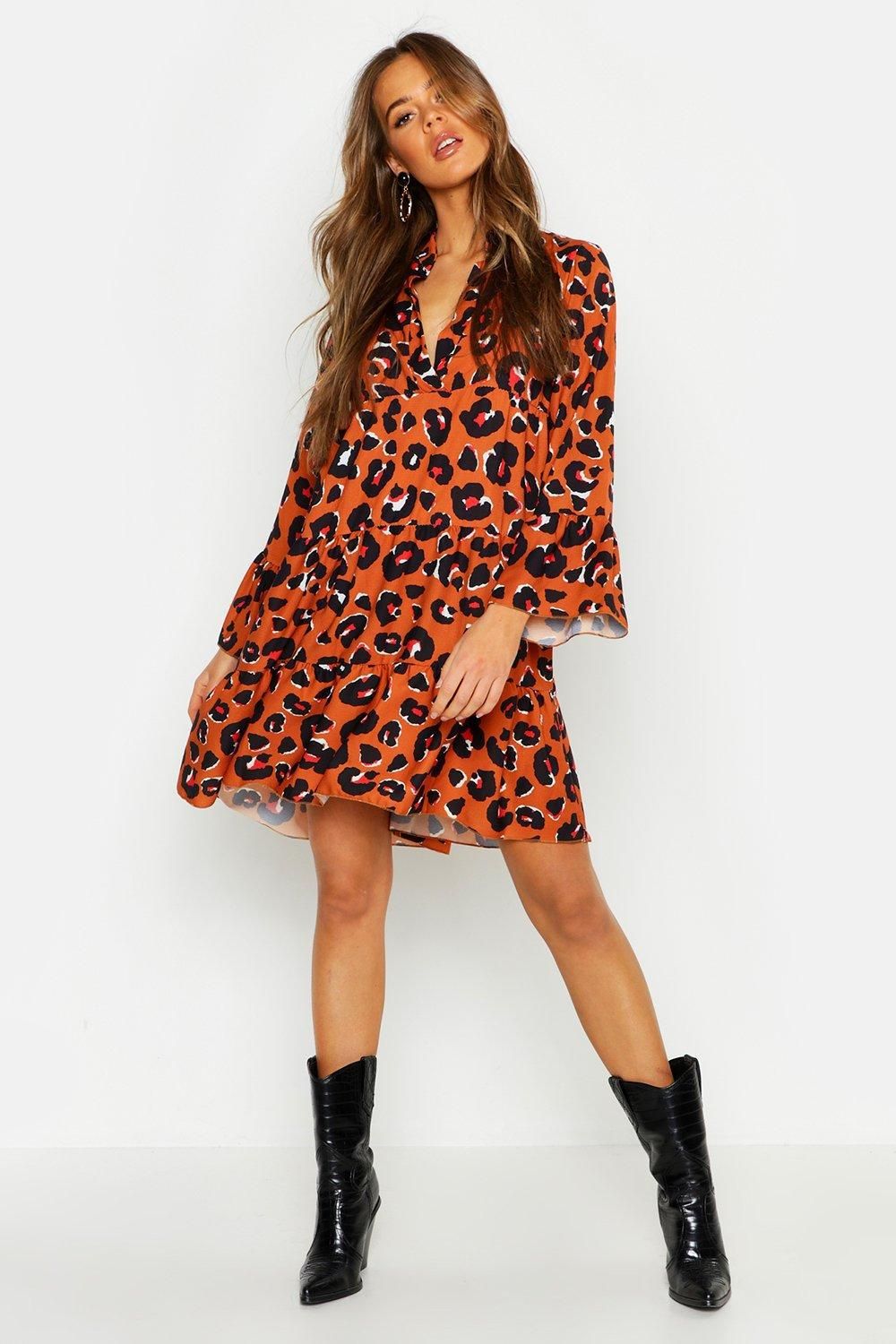 leopard print dress orange