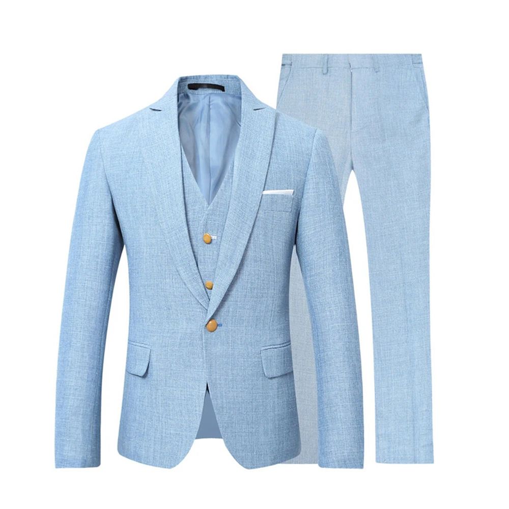 Compra Trajes Para Hombre Azul Claro 3 Piezas Boda Esmoquin Sólido Slim Fit  Diseñador Novio Padrinos De Boda Traje Desgaste Formal Para Hombre Barato |  Entrega Rápida Y Calidad | Es.Dhgate