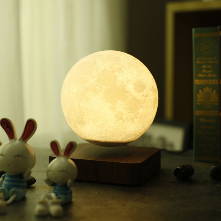 compre romantica magnetico levitante 3d de la luna de la lampara 360 girada base de madera de 10 cm noche de la lampara de luz flotante romantica