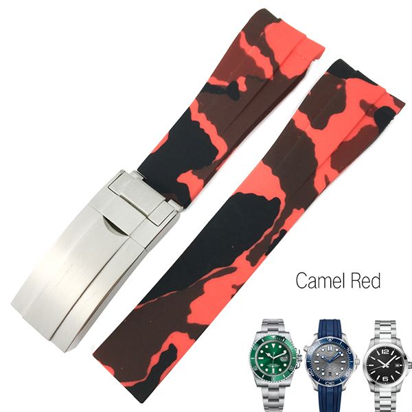 Camouflage red 20mm silver buckle