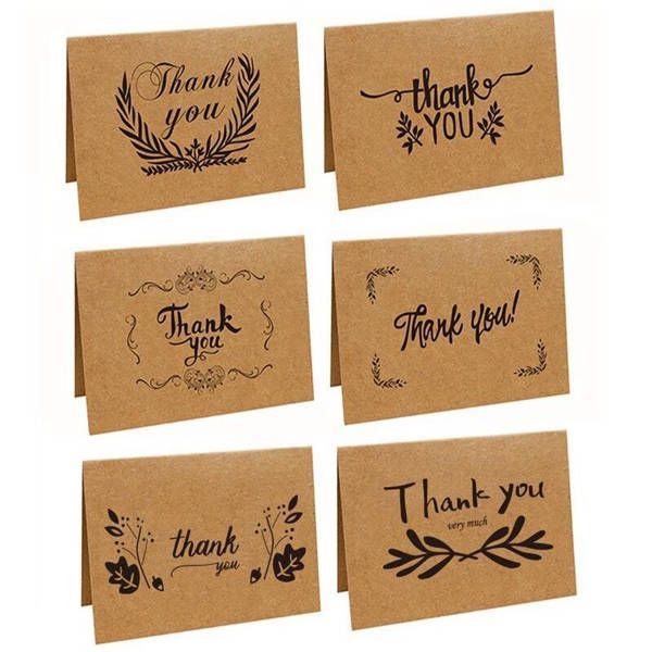 2021 Retro Kraft Paper Thank You Card Folding Wreath Design Print