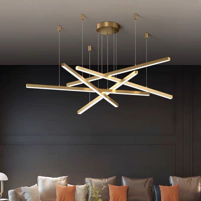 Bulk Modern New Led Chandelier Lighting Luxury Gold Hanging Metal Strip Light Fixtures Lobby Lamp Dimmable Cord Living Room Lights From Jess567 201 01 Dhgate Com Bulk Modern New Led Chandelier, Led Light Strip Chandelier