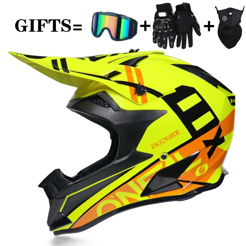 yellow dirt bike helmet
