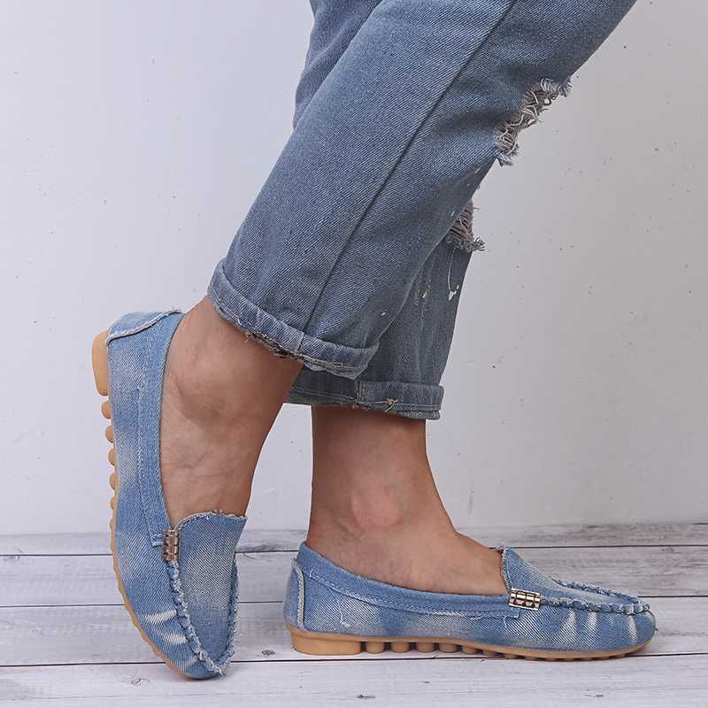 denim flat shoes womens
