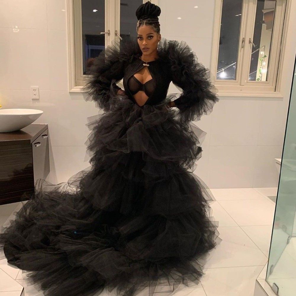 Plus Size Black Puffy Prom Dresses 