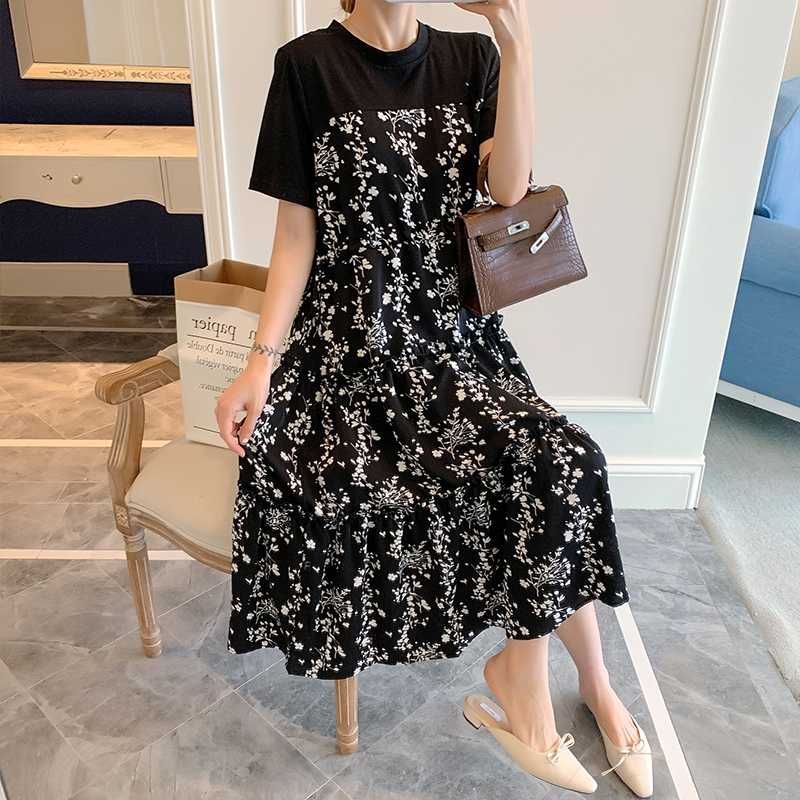 black cotton maternity dress