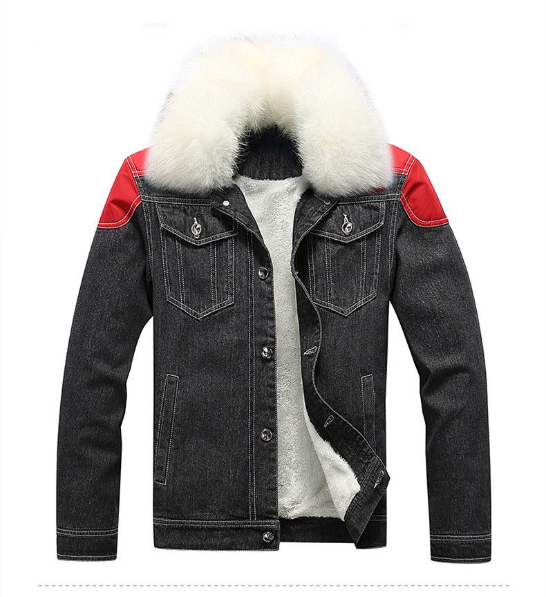 denim jacket with white fur collar mens