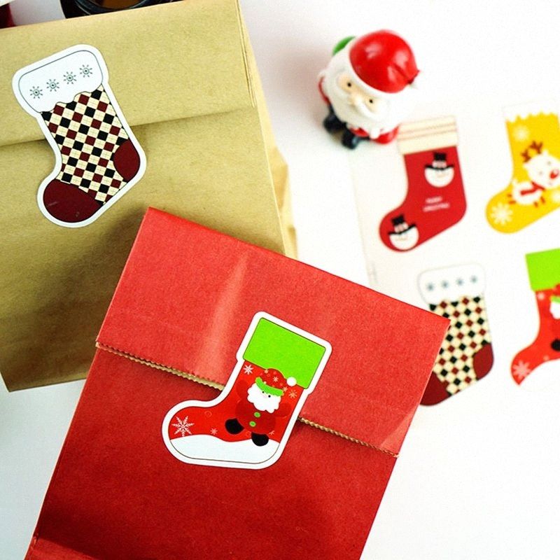 Christmas Socks Sticker Santa Claus Elk Snowman Design Paper Label Baking Gift Sticker Merry Christmas Stationery Stickers Zxwe Xmas Gift Wrapping Paper Xmas Paper Bags From Zarrd 22 64 Dhgate Com