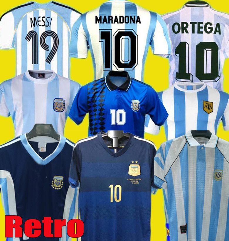 2020 1978 1986 1996 1994 1998 2006 2014 Argentina Messi Maradona Retro Soccer Jersey Caniggia Batistuta Riquelme Ortega Home Away Football Shirt From Xinying131129 11 92 Dhgate Com