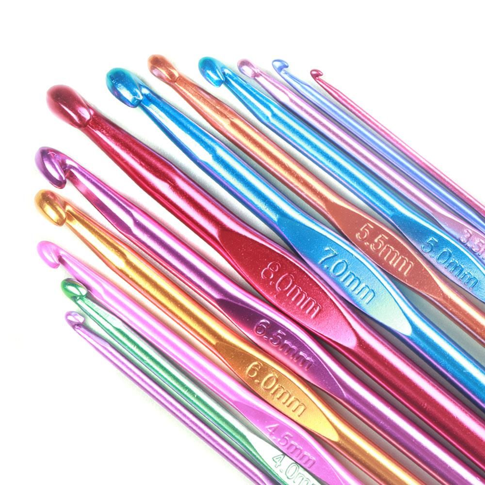 Multicolor Aluminium Crochet Needles Set Knitting Sewing Craft Hooks