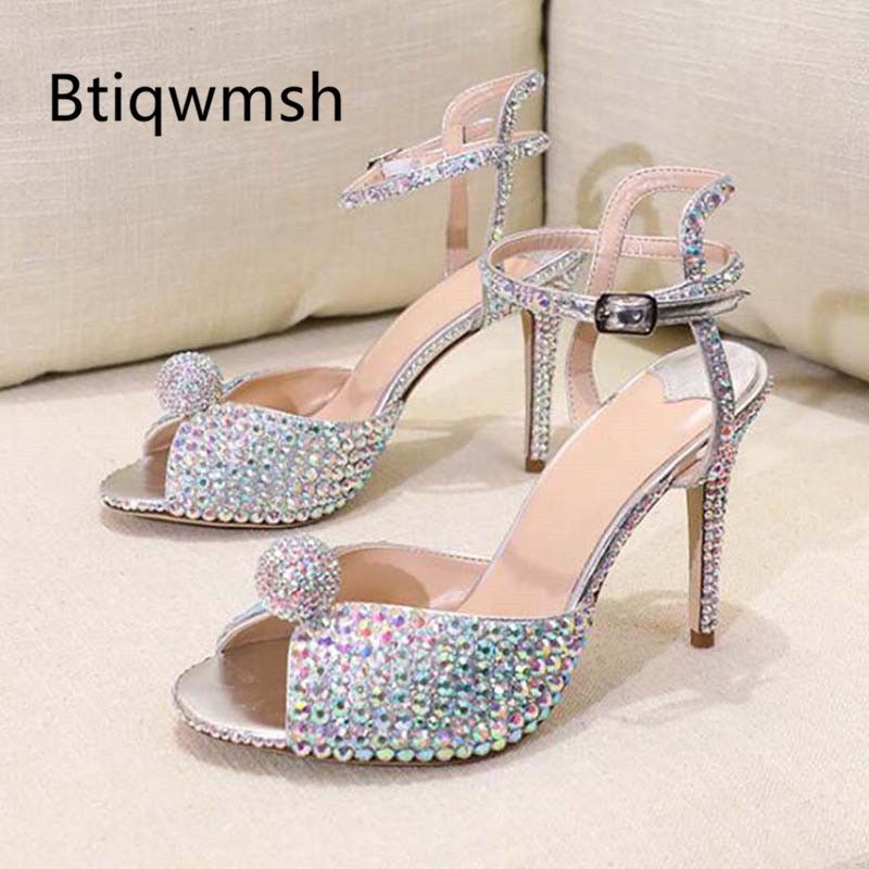 silver rhinestone heels closed toe