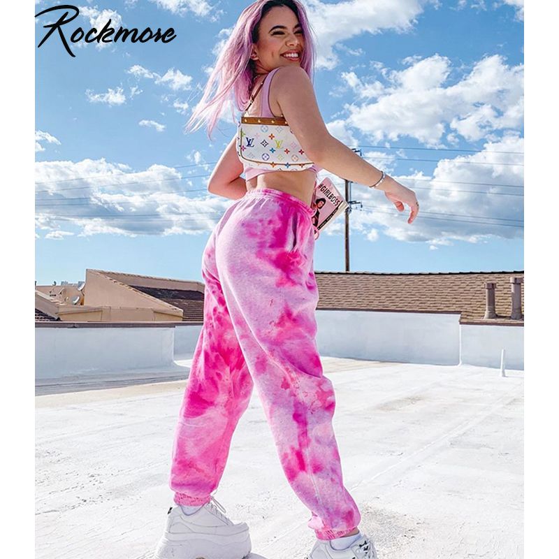 Apilados Pantalones Anchos de la Pierna Verde Tie Dye Y2K prendas de Moda  de pantalones de