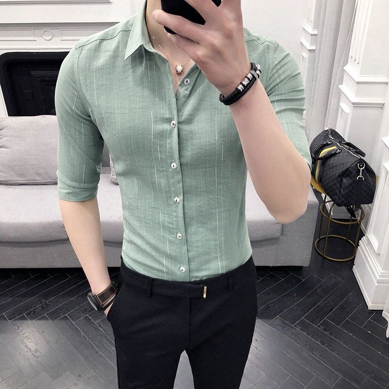 British Style Men Shirt Spring Summer 