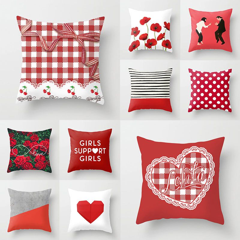 red plaid pillow cases