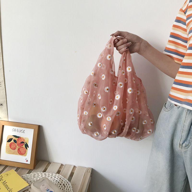 embroidered tulle bucket bolsa