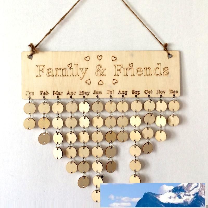 Family and Friends Wooden Reminder Hanging Plaque Calendar Planner Board 