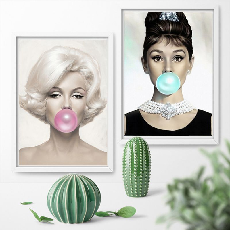 Audrey Hepburn Bubble Gum Photo Picture Print On Framed Canvas Wall Art Decor
