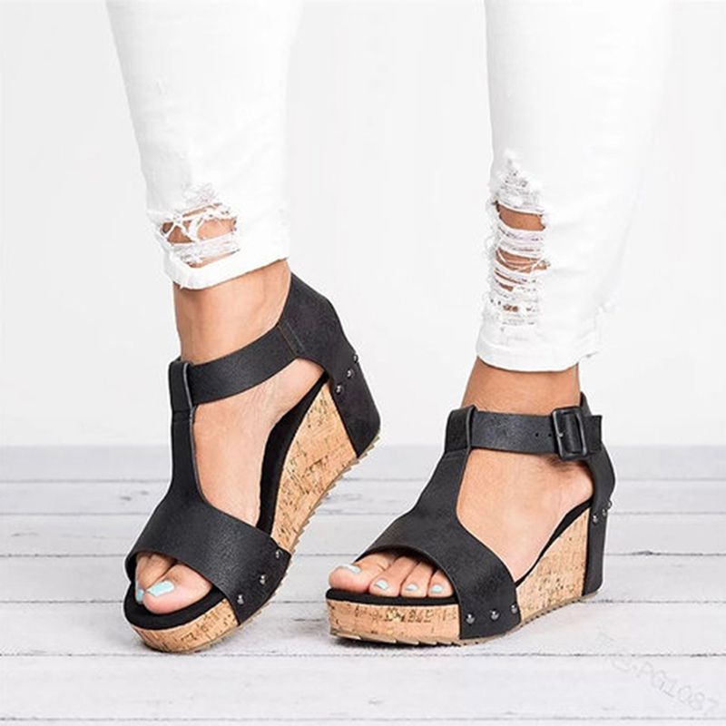 cork bottom wedge sandals