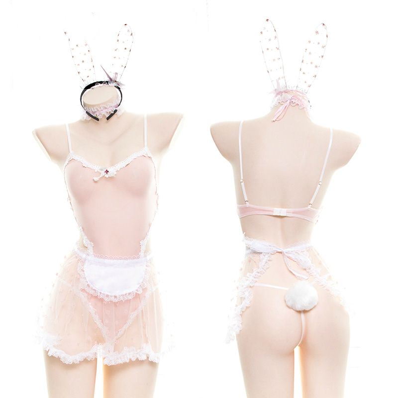 satin al dantel kadinlar bunny maid cosplay kostum seksi erotik ic kiyafet fantezi tavsan kiz japon dantel peri yildiz babydoll mx200723 yazdir