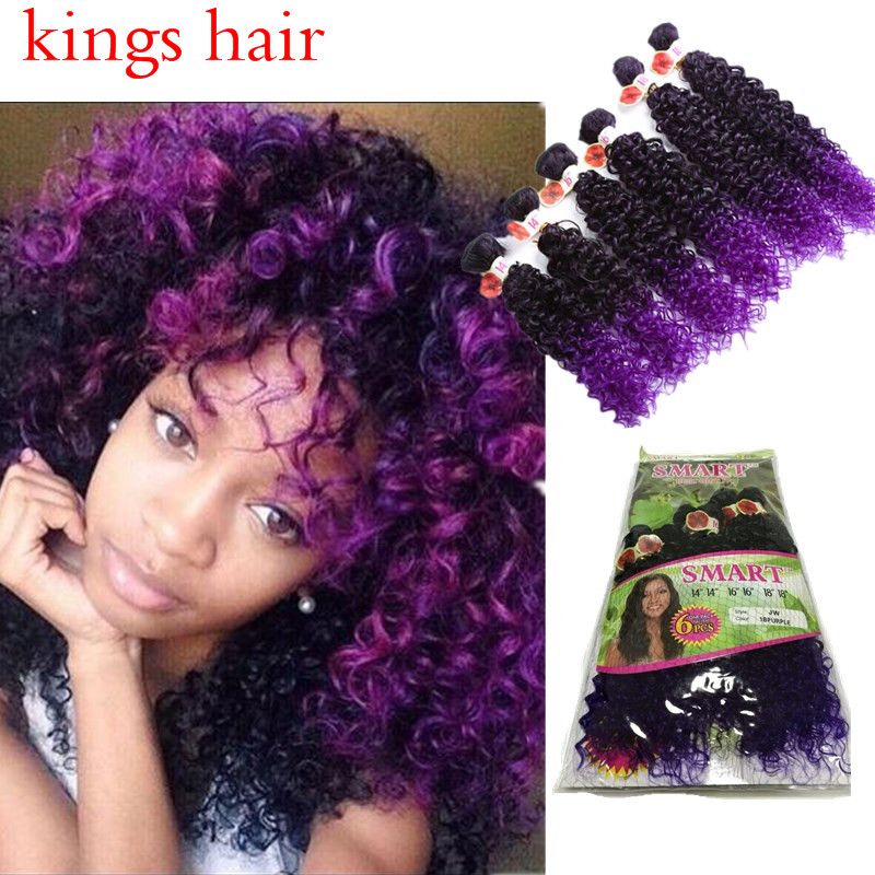 Ombre Purple Kinky Curly Hair Weave Synthetic Hair Weaving 6PCS/LOT Natural Color T1b/30 Jerry Curly Hair Extension Ombre Purple Kinky Curly Hair Weave Synthetic Hair Weaving 6PCS/LOT Natural Color T1b/30 Jerry Curly Hair Extension
