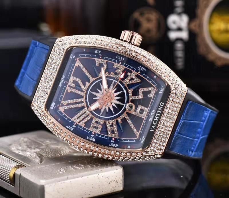 blue iced out watch