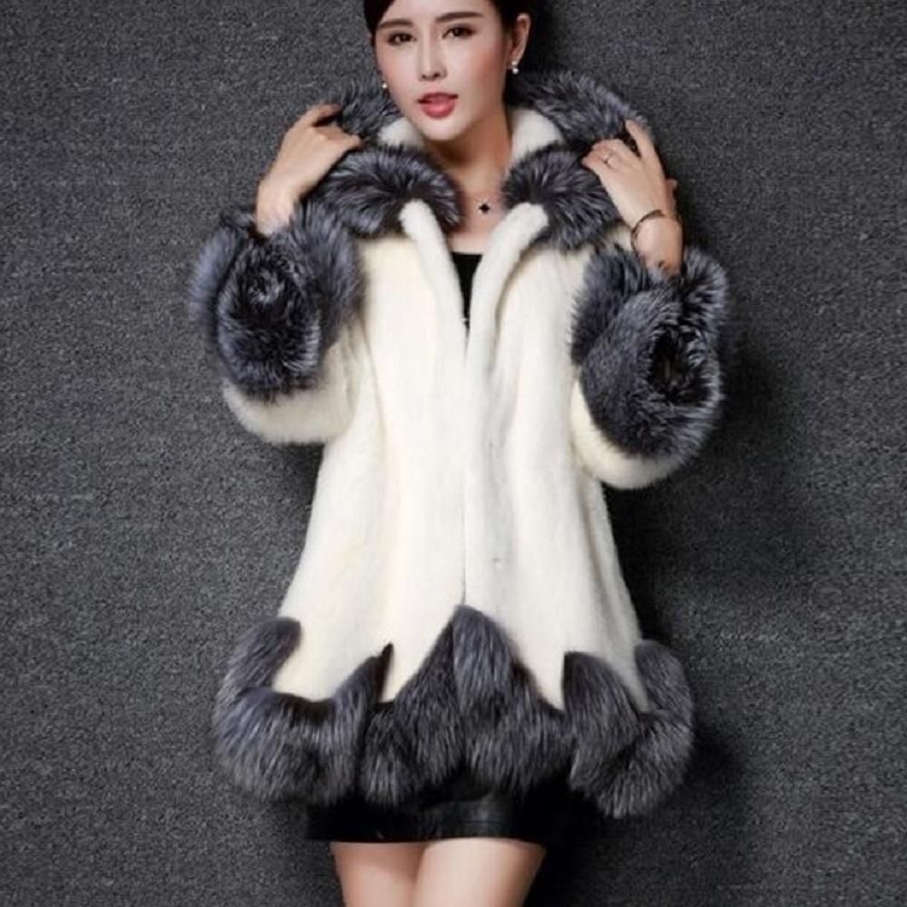 white plus size faux fur coat
