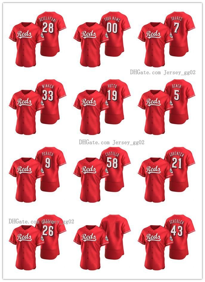 Cincinnati Reds Men Women Youth 19 Joey Votto 5 Johnny Bench Scarlet Authentic Alternate Baseball Jersey