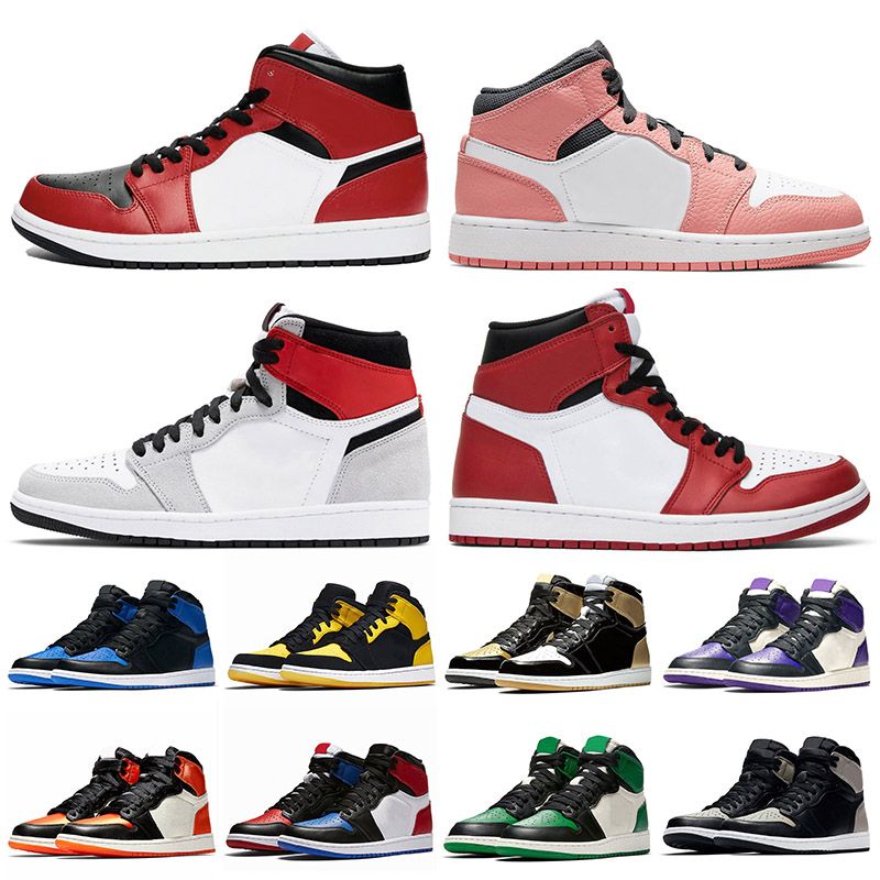 Acquista Air Jordan 1 Mid Retro High OG Jumpman 1 Mid Chicago Nero Toe Rosa  Alta Olimpiadi Chiaro Fumo Grigio 1s Donne Mens Scarpe Da Basket Pino Verde  Formatori Scarpe Da Ginnastica