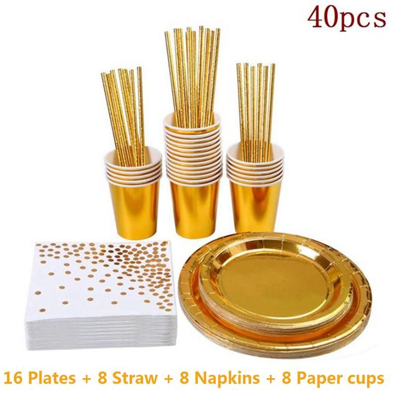 40PCS الذهب 8 يقطع