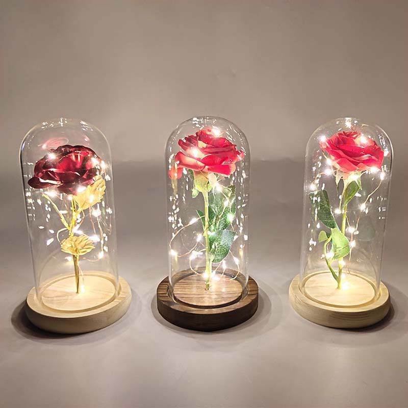 Romántica Rosa Eterna En cristal de la bóveda de luz LED de la lámpara  decoración de