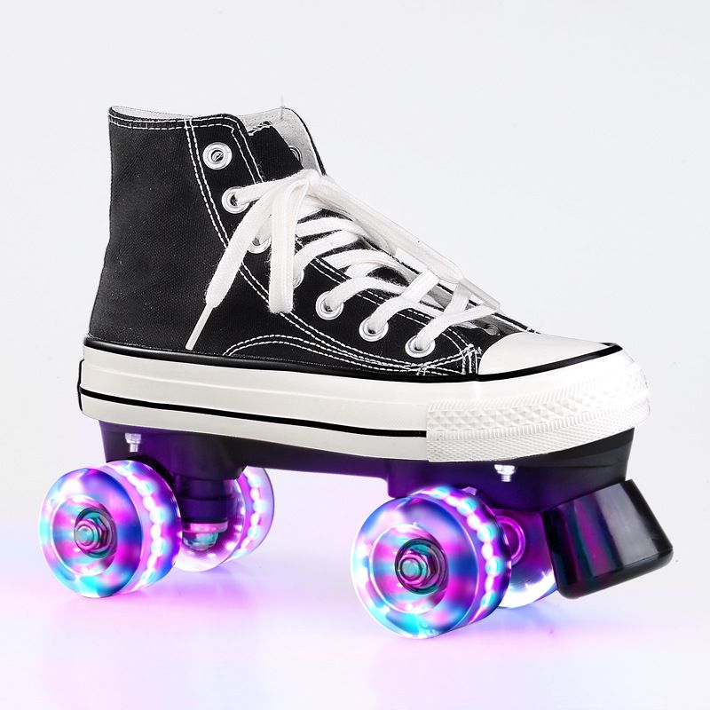 Women Men Canvas Roller Skates PU Rubber Double Row Roller Skates Youth Kids DHL 
