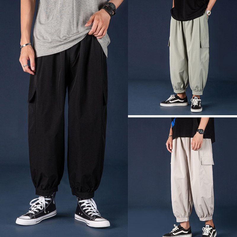 Mens Pants Black Cargo Men Baggy 