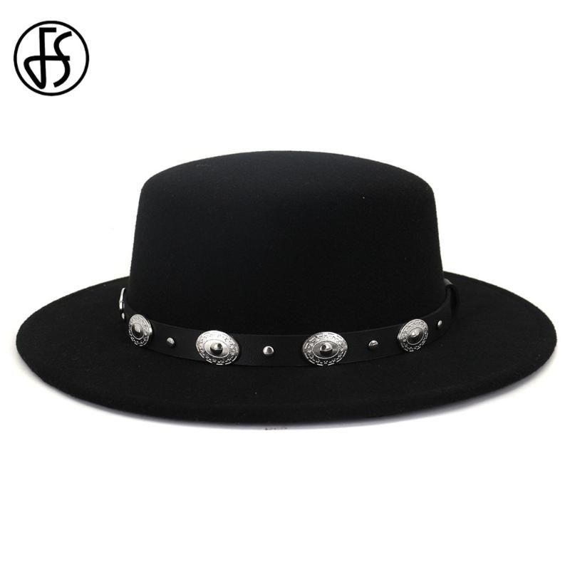 FS Vintage Wide Brim Black Fedora Hat 