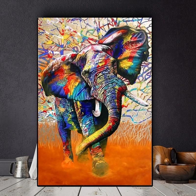 2020 Modern Watercolor Africa Elephant Wild Animal Canvas Painting