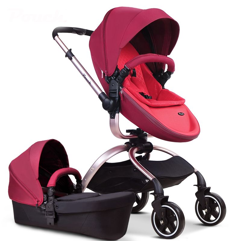 red baby pram