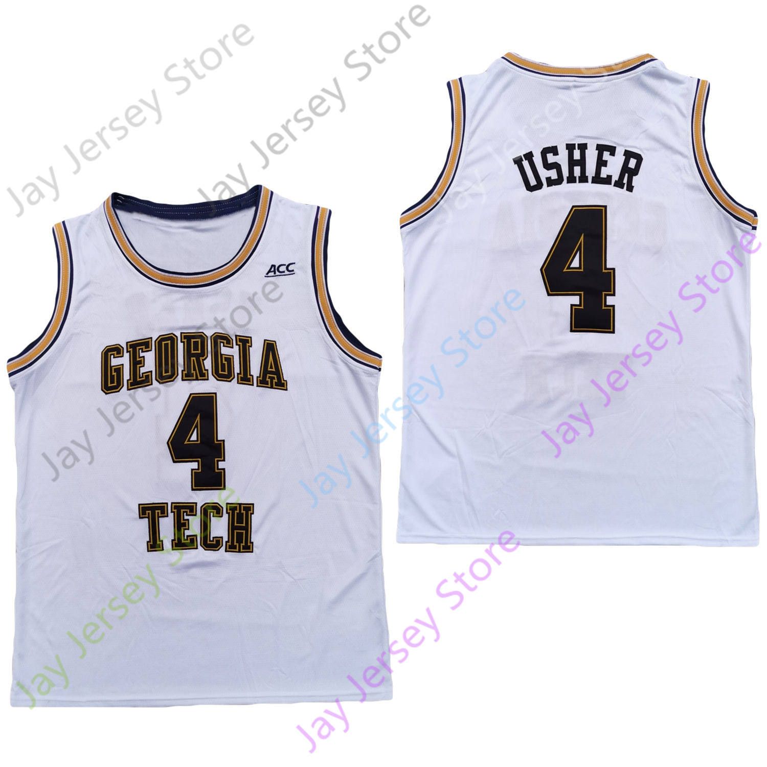 2020 2020 New NCAA Tech Yellow Jackets Jerseys 4 Usher College