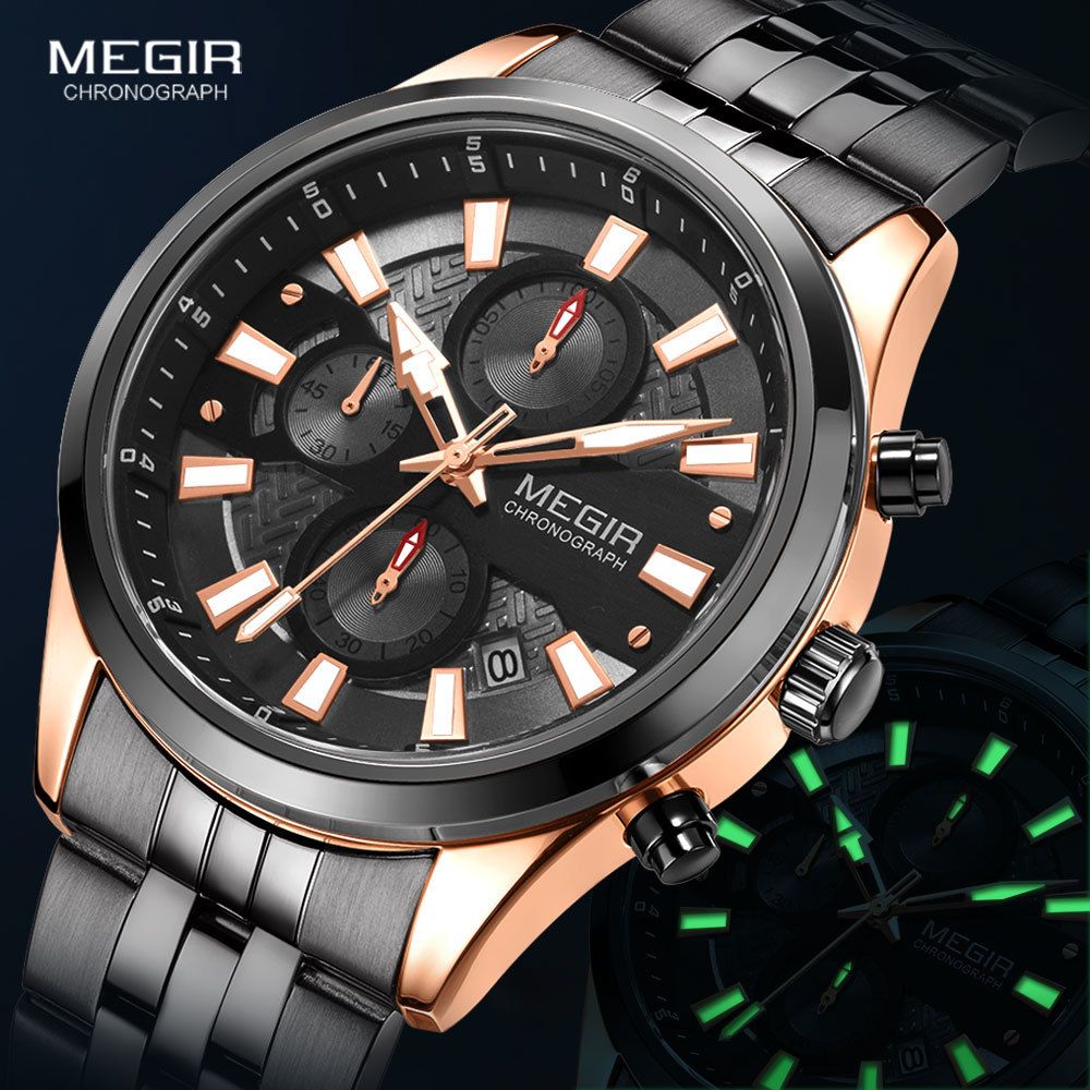 megir men's chronograph analog quartz watch