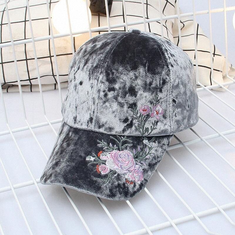 Women Velvet Baseball Cap Embroidered 