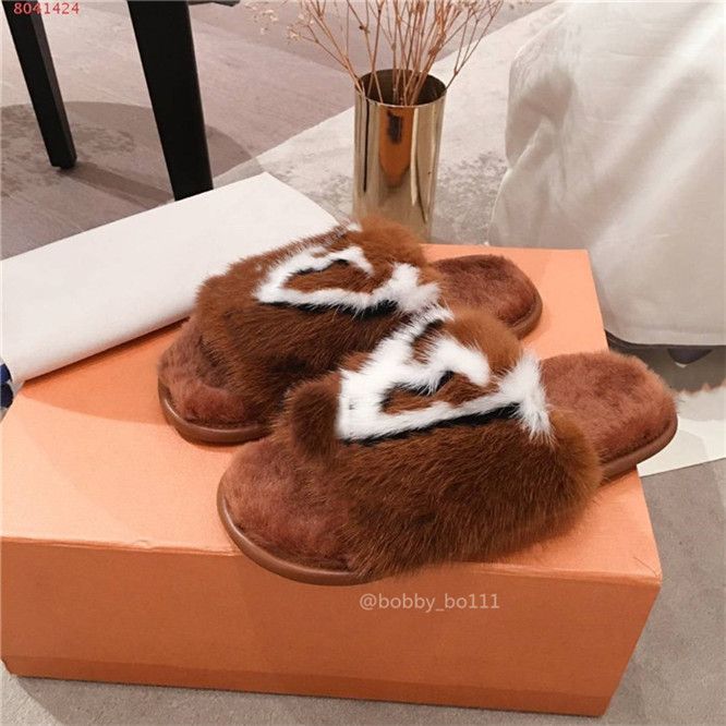 Y15 Mink Fur Flat Women Home Slippers With Fur, Soft Suite Flat